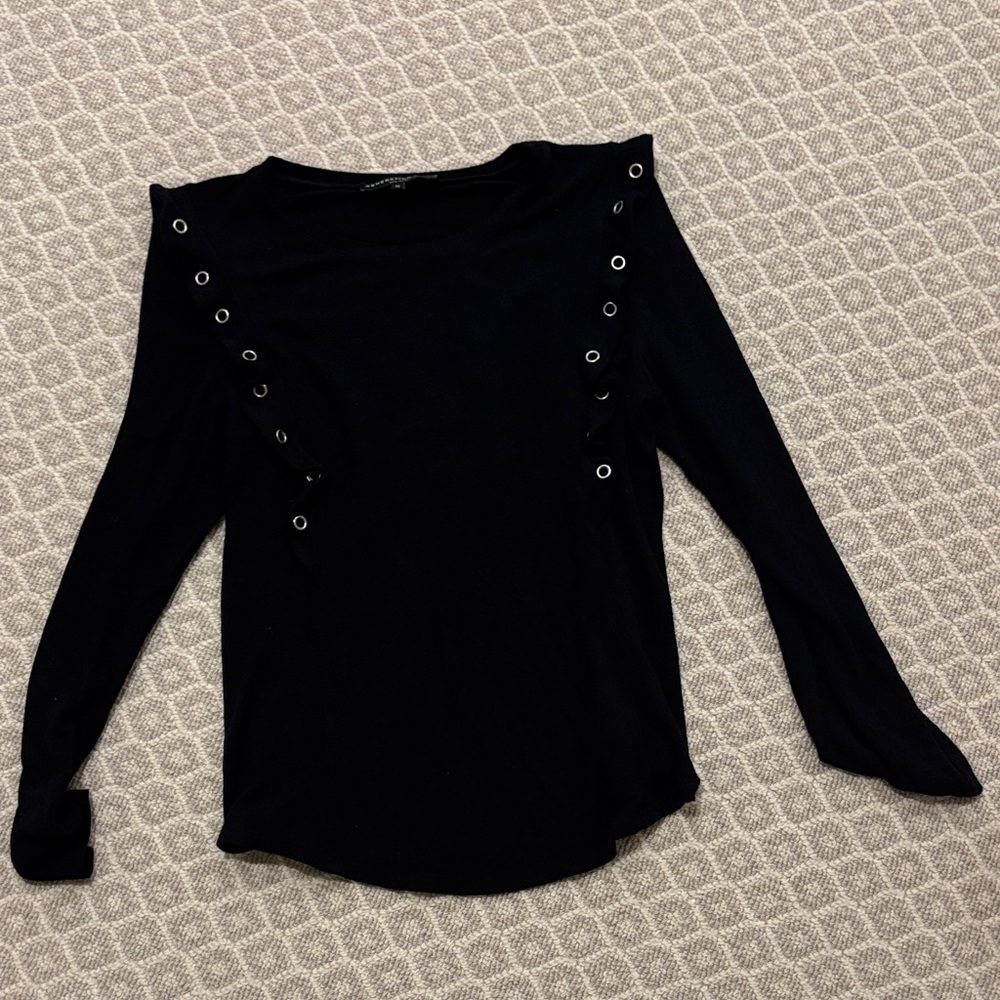 Generation Love Black Eyelet Long Sleeve Top